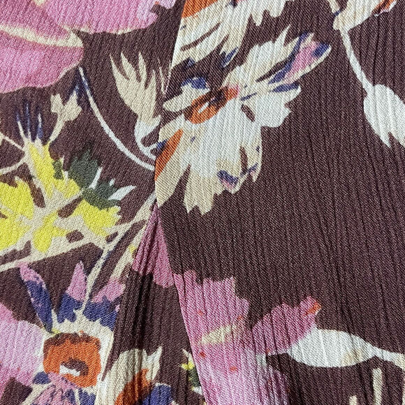 O'neill Blouse Women Size S Boho Pink Brown Yellow‎ Button Front Swing Hem - Picture 12 of 12